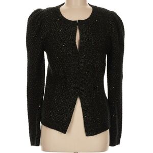 NWT express sequin puff sleeve cardigan with eye hook clasp